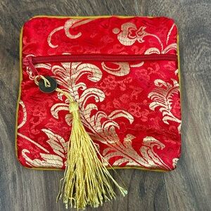 Luxurious Red and Gold Brocade Mini Bag 5x5 inches